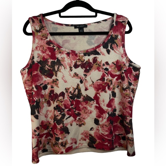 St. John Blk Label Exclusively For Neiman Marcus Sz L Floral Print gold shimmer - Picture 6 of 10